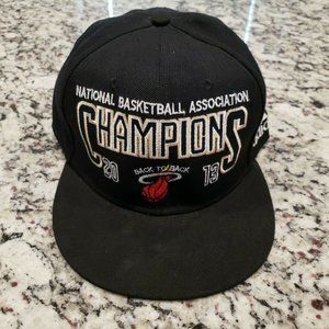 Miami Heat 2013 Adidas Back to Back NBA Champions Black Strapback Hat Cap